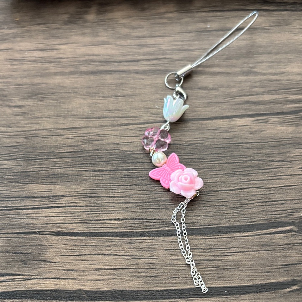 Pink Floral Charm Phone Case Accessory